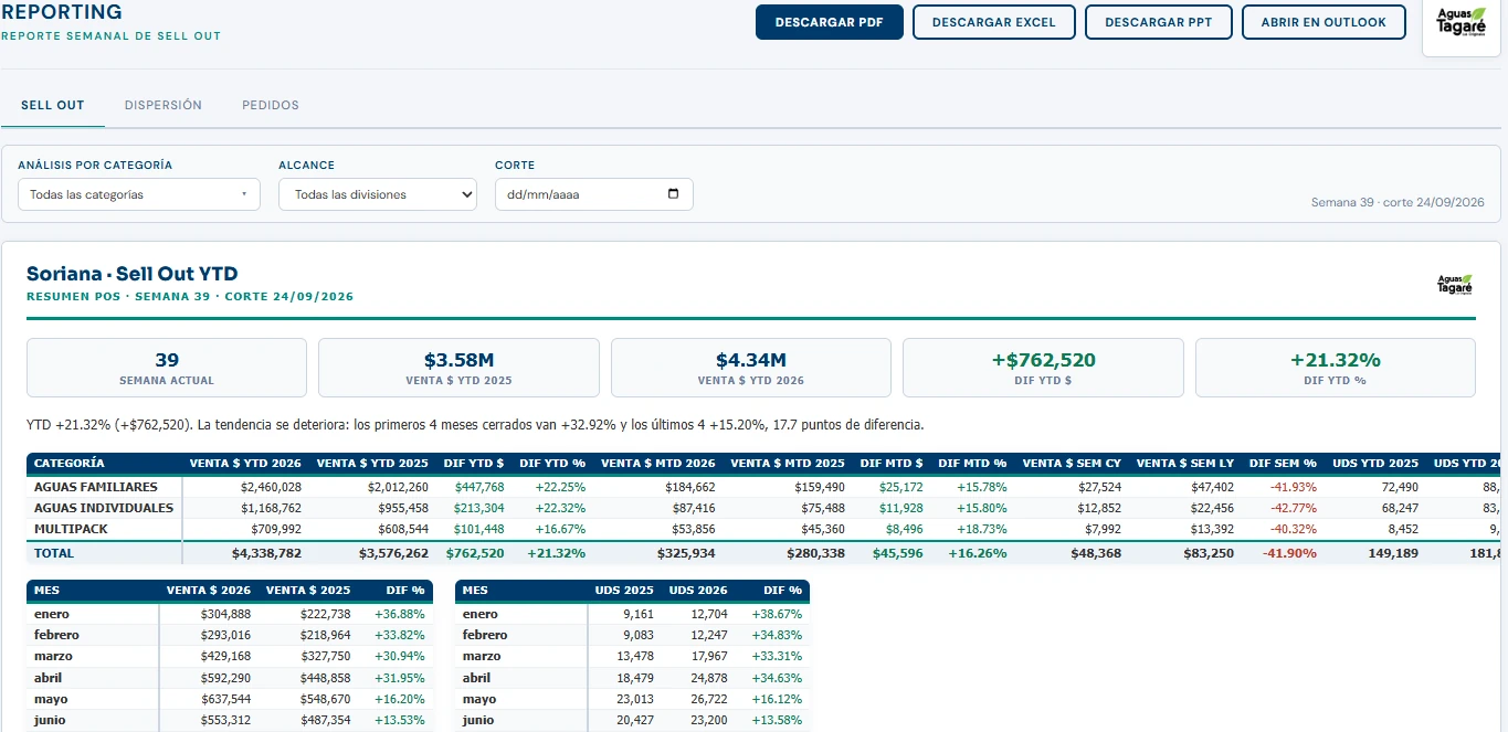 Reporte ejecutivo de Sell Out